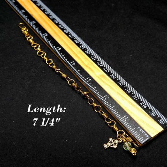 Handmade Wire Wrapped Bracelet, Celtic Cross Charm - Picture 10 of 10